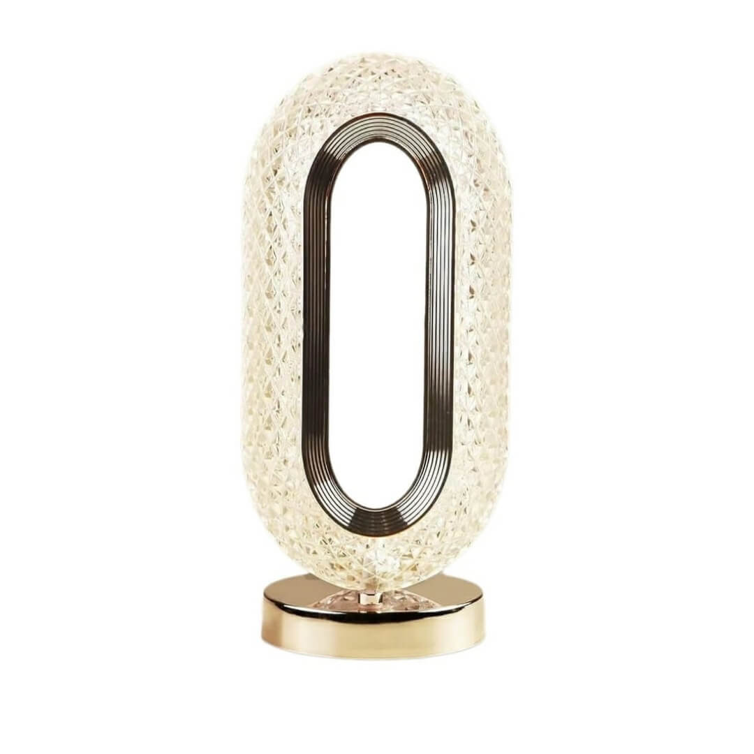 Veioză BLUMA Cristal Ovală, LED, Control Tactil, 3 Culori, Reîncărcabilă USB, 12x26cm