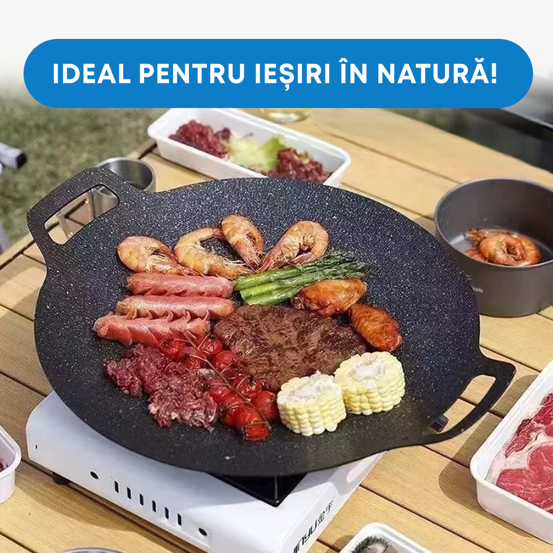 Plită Japoneză Bluma, Rotundă, Antiaderentă, Pluristratificată, 36 cm, Negru