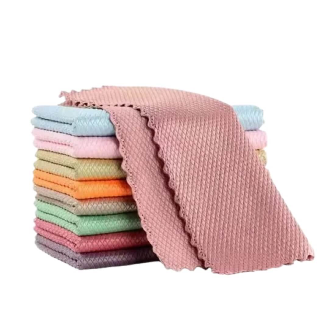 Set 10 Lavete Profesionale Din Microfibră, 30x30 cm, Ultra-Absorbante, Reutilizabile