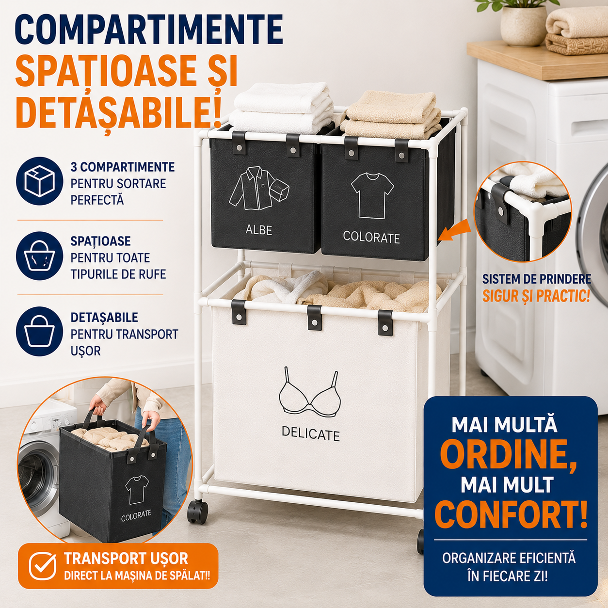 Compartimente spațioase și detașabile