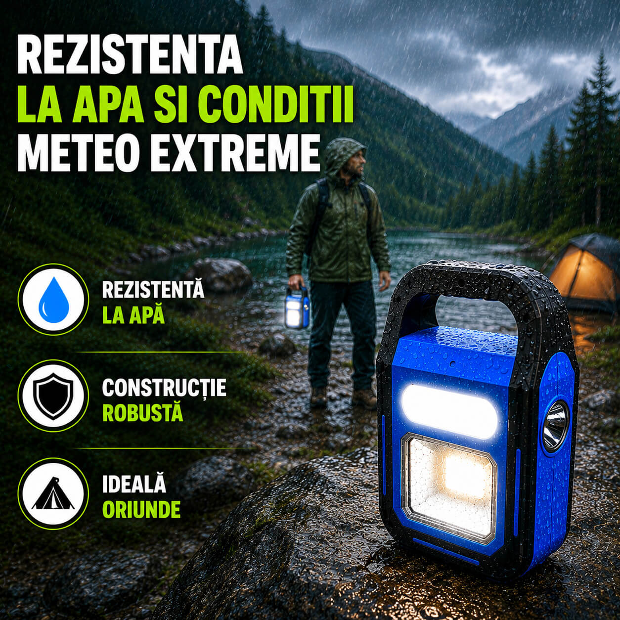 Construcție robustă si rezistentă la apă si intemperii