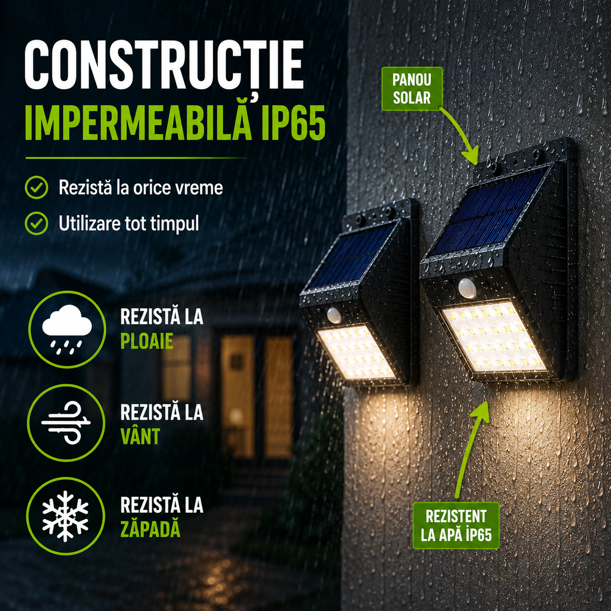 Construcție impermeabilă IP65