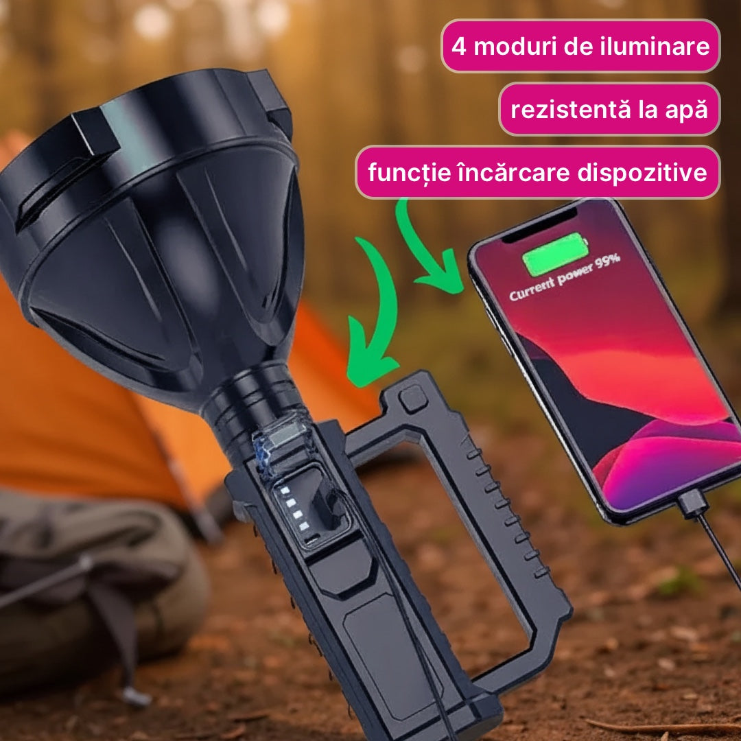 Lanternǎ Led, Reîncarcabilǎ, Funcție de Baterie Externǎ, 4 Moduri de Iluminare + Trepied