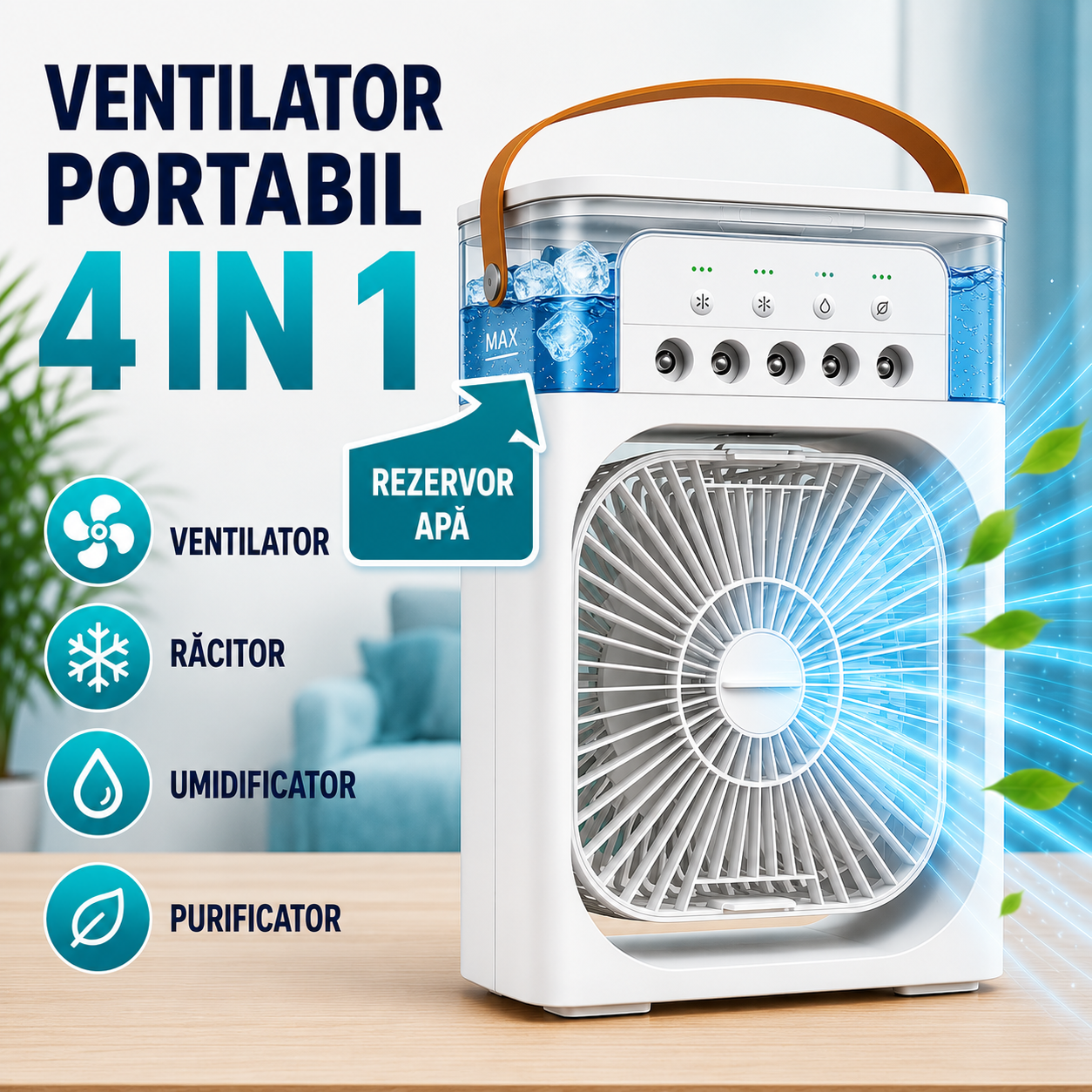 Ventilator Portabil 4-in-1 - Răcire și Confort Instant