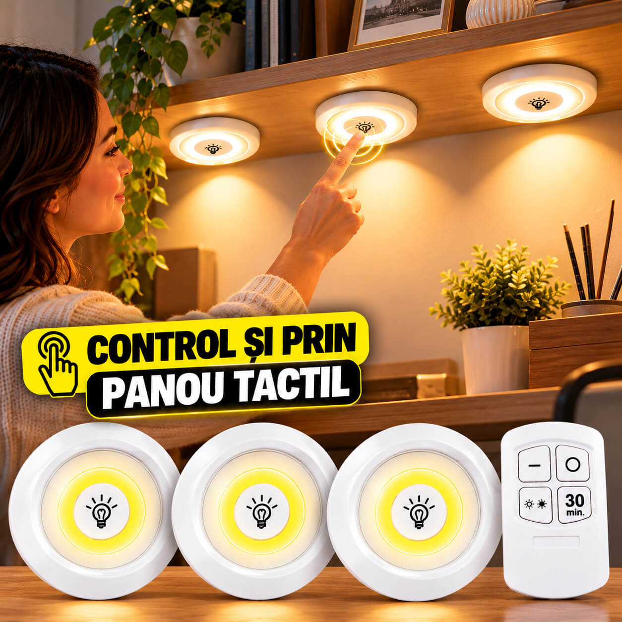 Control si prin panou tactil pe spoturi