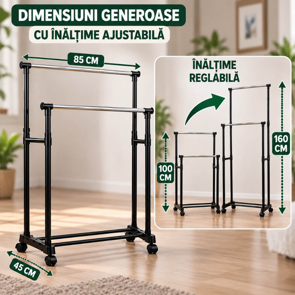 Dimensiuni generoase cu Înălțime ajustabilă