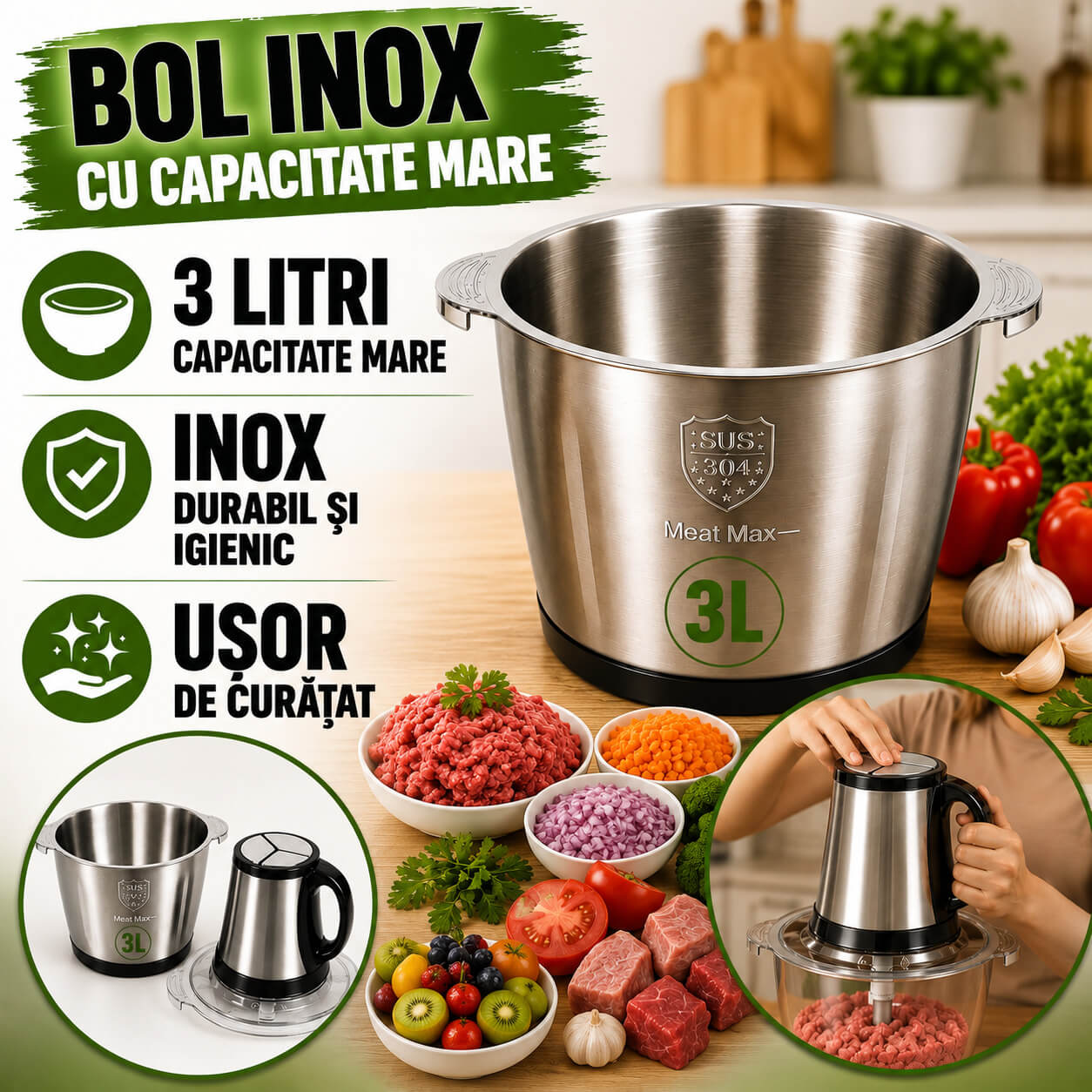Bol din inox cu capacitate mare