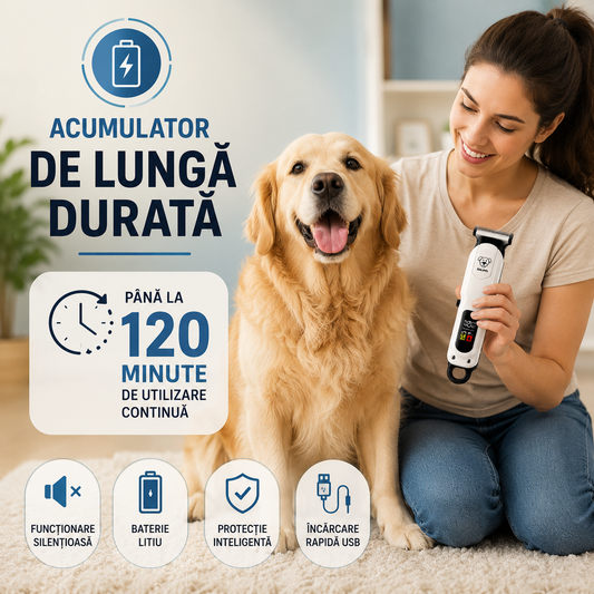 Aparat de Tuns Câini și Pisici Reîncărcabil
