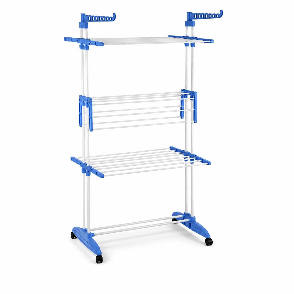 Uscator-Suport rufe vertical, mobil, pliabil, 3 niveluri, sustinere 40 kg